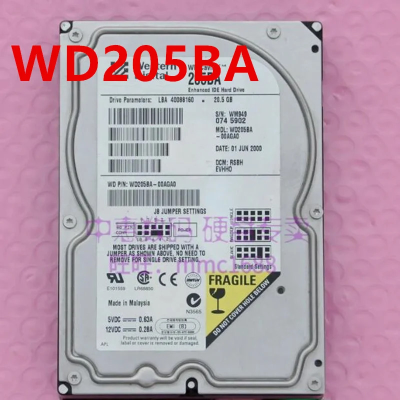 WD 캐비어 WD205BA 오리지널 리퍼 하드 데스크탑 HDD 20.5GB IDE 3.5 인치 5400RPM 32MB