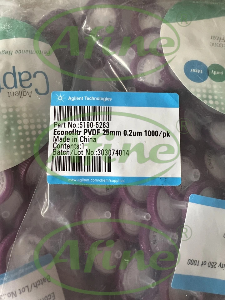 AFINE Agilent 5190-5263 25 mm 캡티바 이코필터 0.2 m PVDF 막 폴리프로필렌 하우징 1000/pk