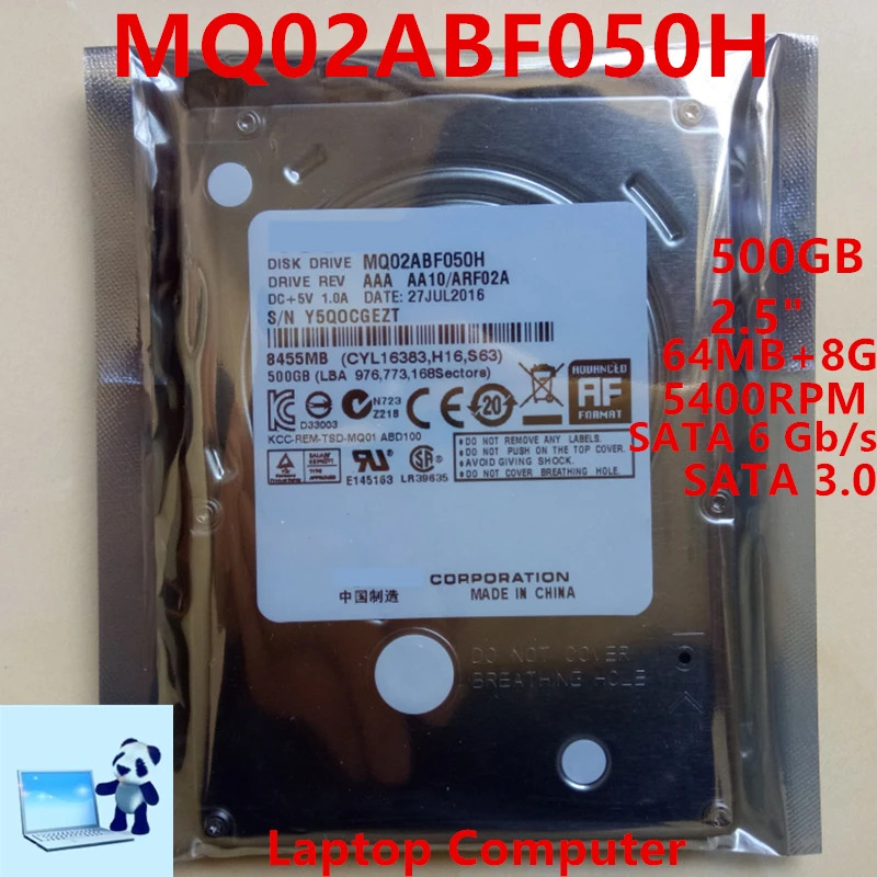 도시바호환오리지널 SSHD 500GB 2.5 인치 SATA 6 Gb/s 64MB 8G 5400RPM 노트북내부 MQ02ABF050H 신