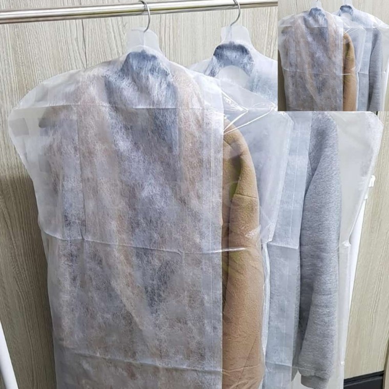 도모아 부직포옷카바 부직포옷수납 부직포옷커버 옷걸이커버 투명옷커버 튼튼한옷커버 2P 리빙 코트 커버 - 상품 이미지