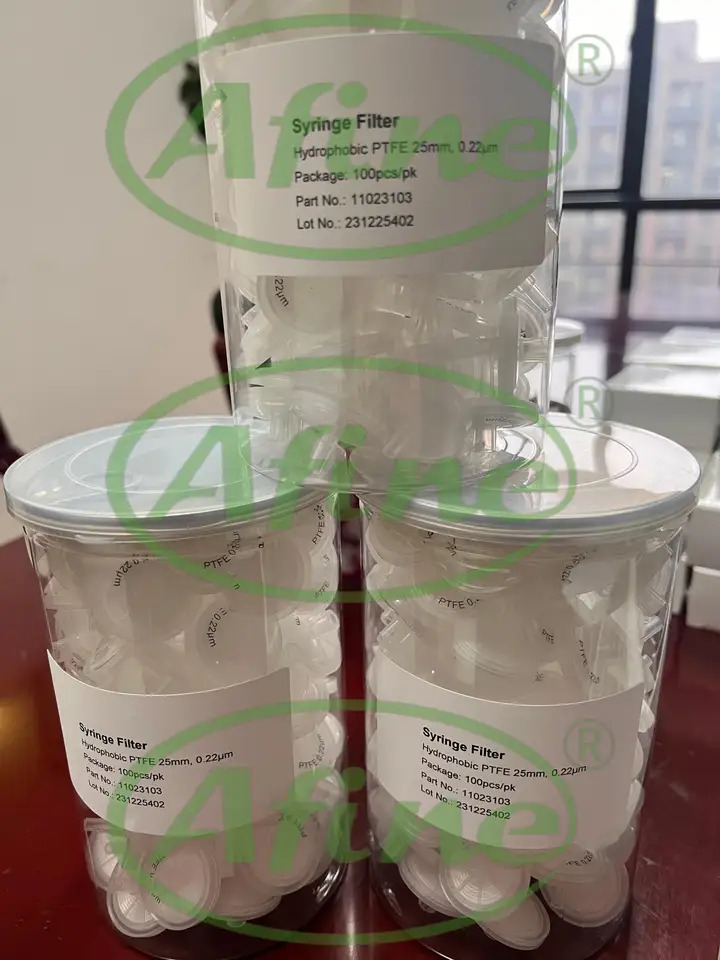 AFINE Hawach 비 소수성 주사기 필터 11068109 0.1m PVDF 50/pk 11023103 0.22m 25mm PTFE 100/pk