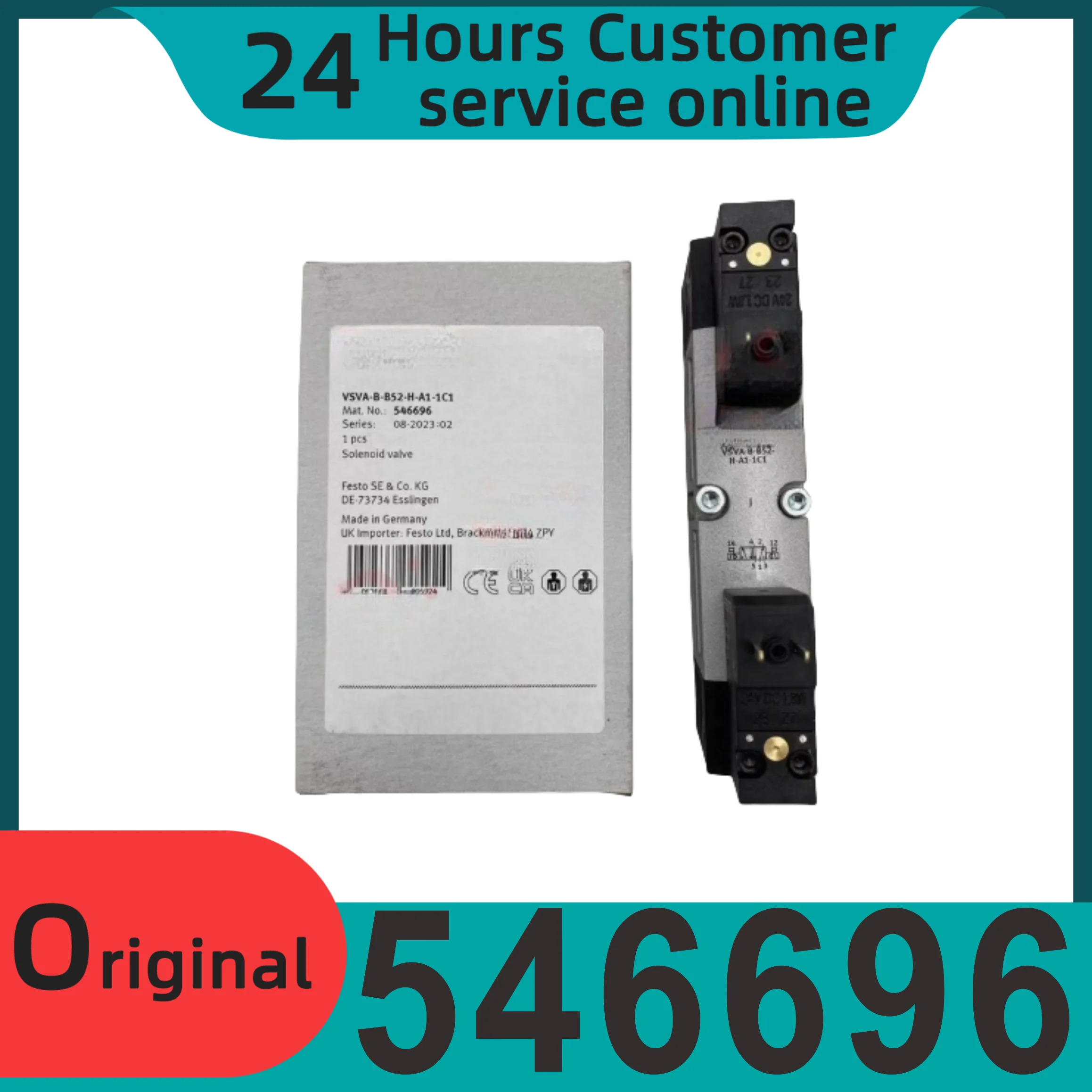 오리지널 듀얼 제어 솔레노이드 밸브 VSVA-B52-H-A1/A2-1C1 546696 546697