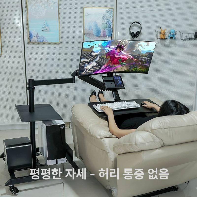 노트북 게이밍 책상 이동식 바퀴 조절형 홈오피스 간이 컴퓨터 데스크 - 상세 이미지 3