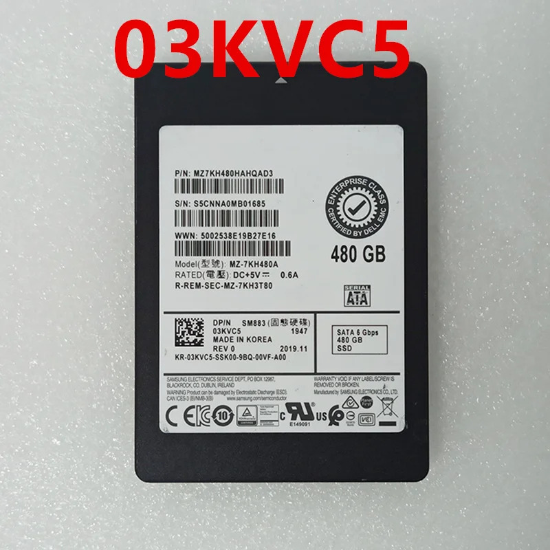 DELL오리지널 솔리드 스테이트 드라이브 480GB SATA SSD 03KVC5 3KVC5 MZ-7KH480A