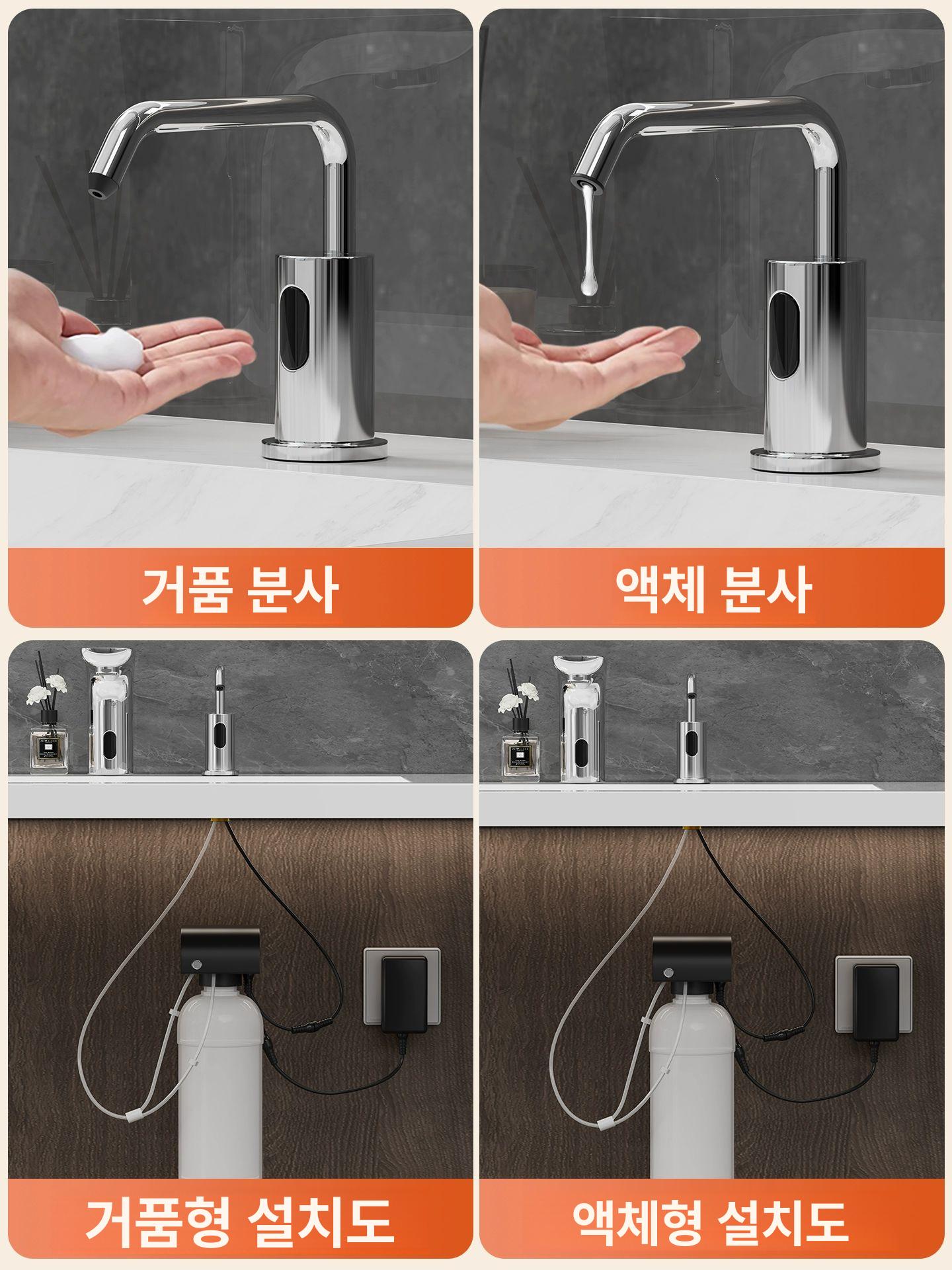 자동 손세정기 벽걸이형 대용량 욕실 주방 젤 디스펜서 설거지용 - 상세 이미지 4