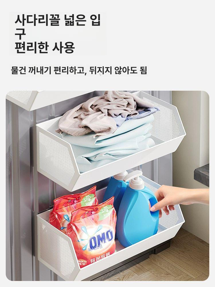 세탁 빨래바구니 벽걸이 수납 마그네틱 세탁통 대용량 라지 정리함 - 상세 이미지 4