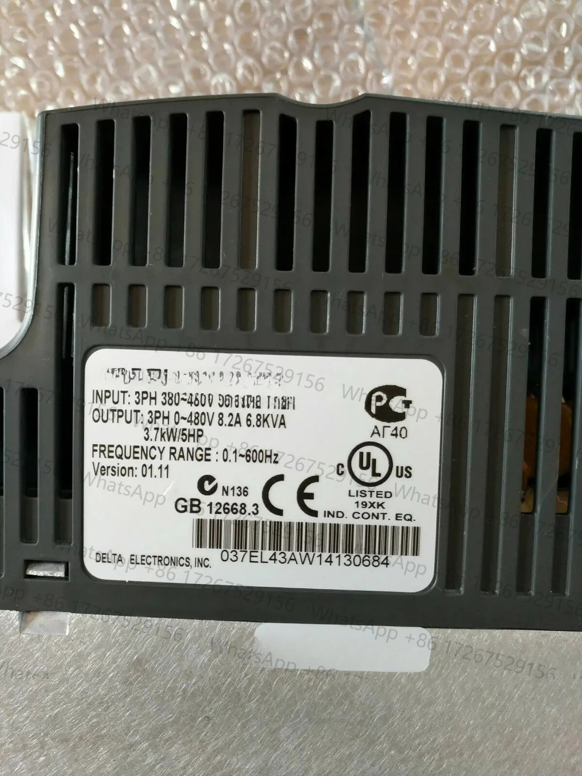 VFD037EL43A 인버터 480V 3상 VFD 037EL43A 새 신속