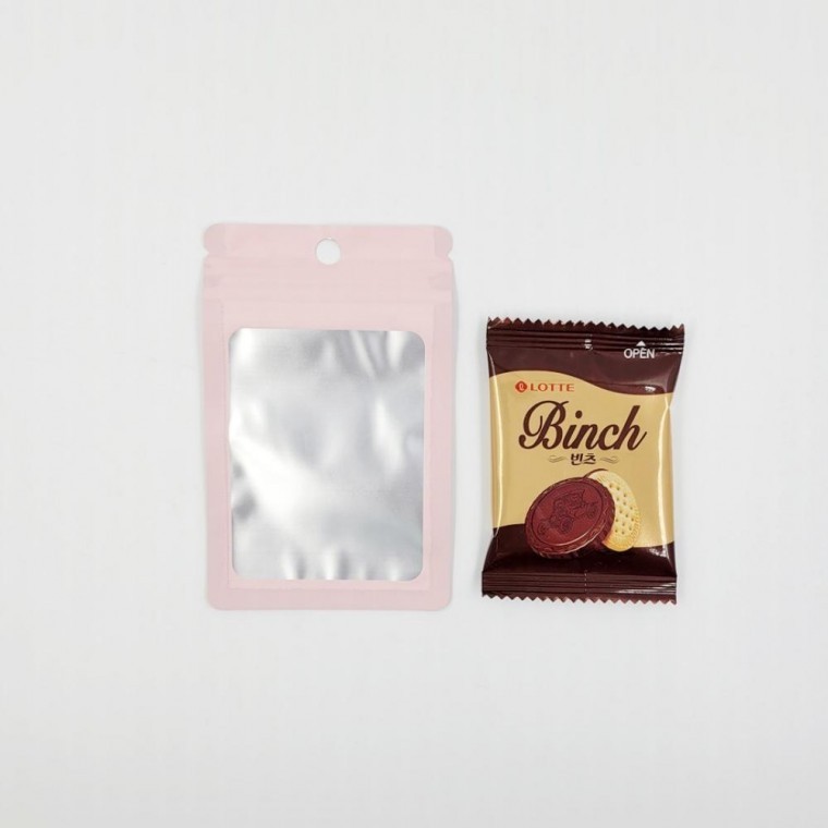 도모아 미니 식품 두꺼운 비닐 튼튼한 팩 포장용 핑크 지퍼백 7.5cm X 12cm - 상품 이미지