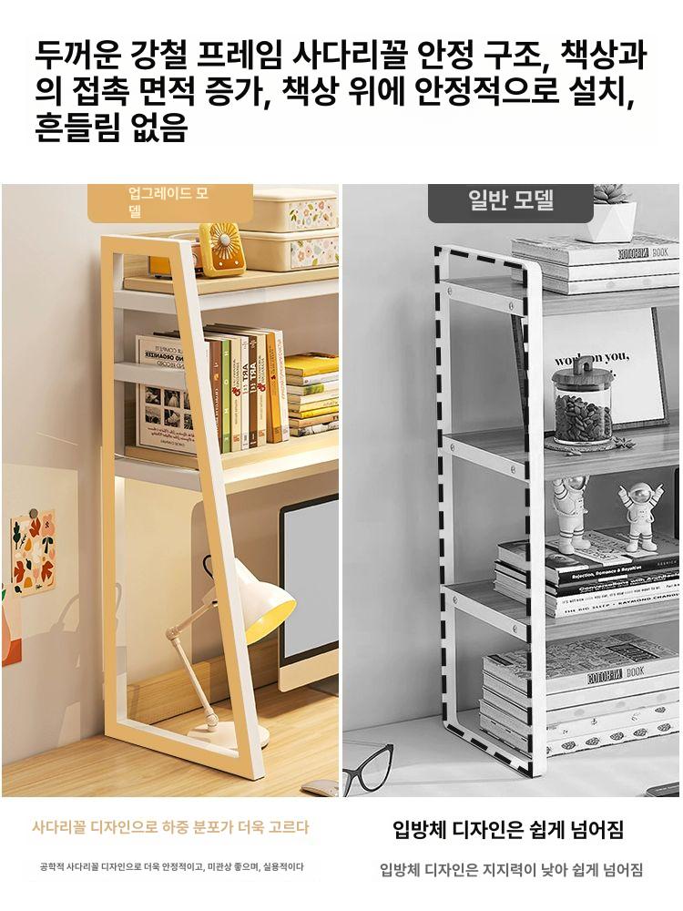 책상위선반 틈새수납정리 다층책꽂이 책상책장 원목데스크정리대 사무용 - 상세 이미지 2
