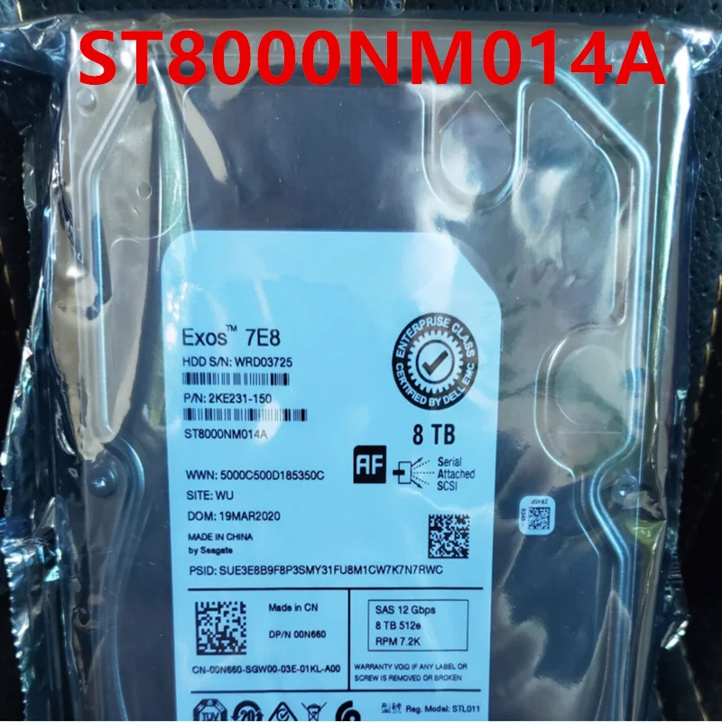 내부 하드 오리지널 HDD 델 EMC 8TB 3.5 인치 SAS 256MB 7200RPM 00N660 ST8000NM014A 0N660 신