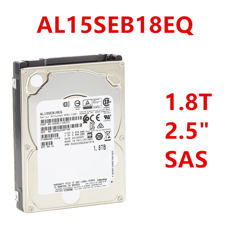 도시바호환 1.8TB SAS오리지널 HDD 2.5 인치 12 Gb/s 256MB 10000RPM 엔터프라이즈 HDDAL15SEB18EQ 신