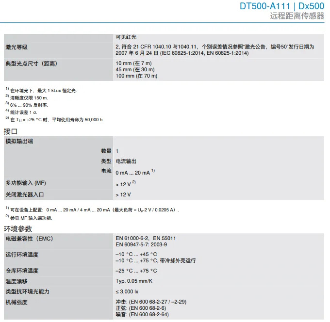 독일 SICK DT500-A111 원격 거리 센서 납품 1026515