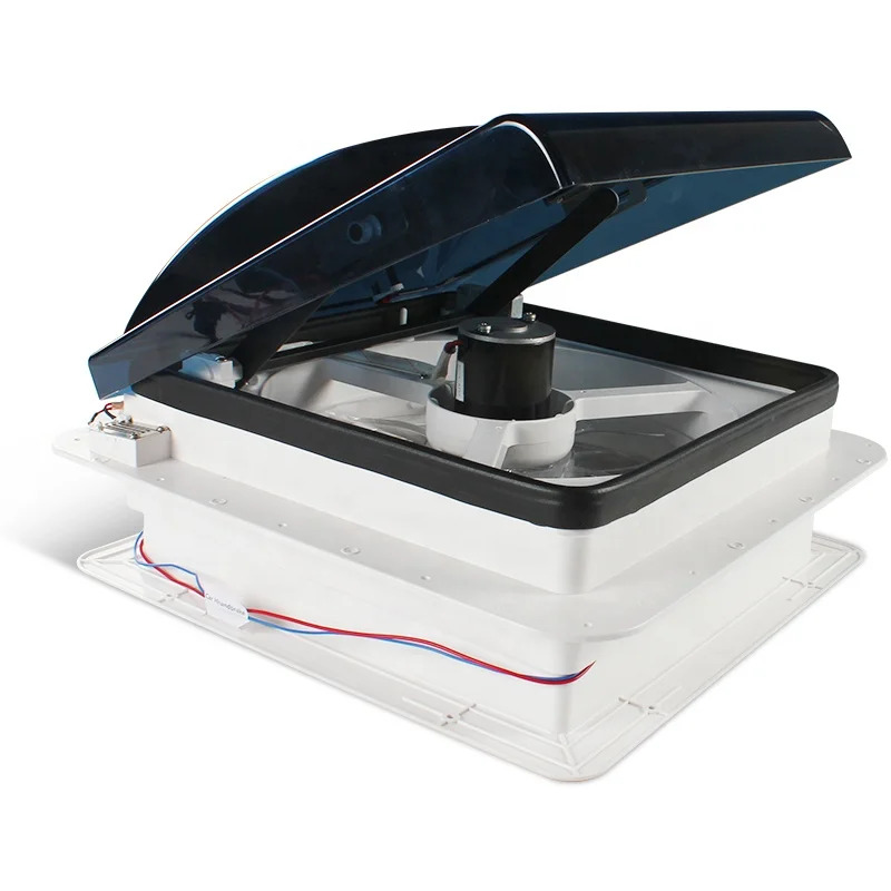 HEYRV ABS 자외선 차단 캐러밴 캠핑 RV 벤트 전기 제어 리모컨 레센서 12V 6 속도조절 14인치 CE 420mm