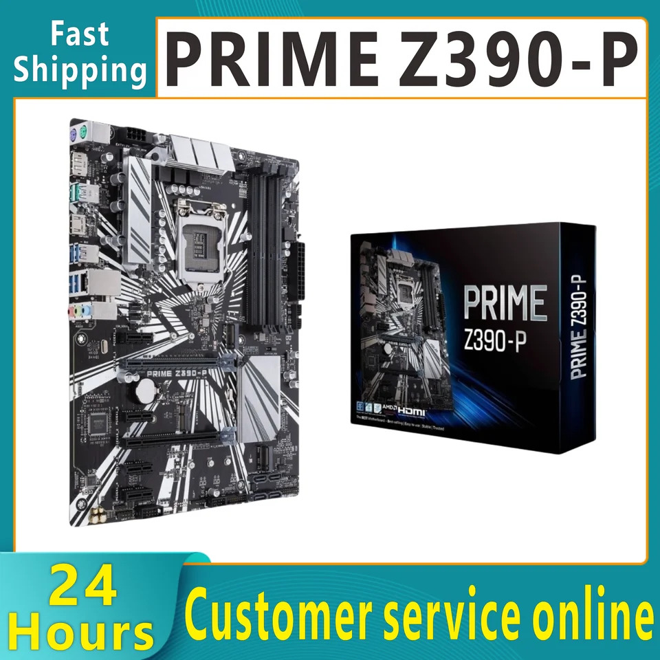 오리지널 프라임 Z390-P 보드 9 세대 8 코어 i9 i7 i5 지원 Z390 4 DDR4 128GB 2 M.2 HDMI SATA PCI-E 3.0 신