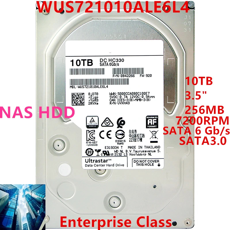 WUS엔터프라이즈급 HDDWD 10TB 3.5 SATA 6 Gb/s 256MB 7200RPM새 원본 하드 드라이브 721010 ALE6L4