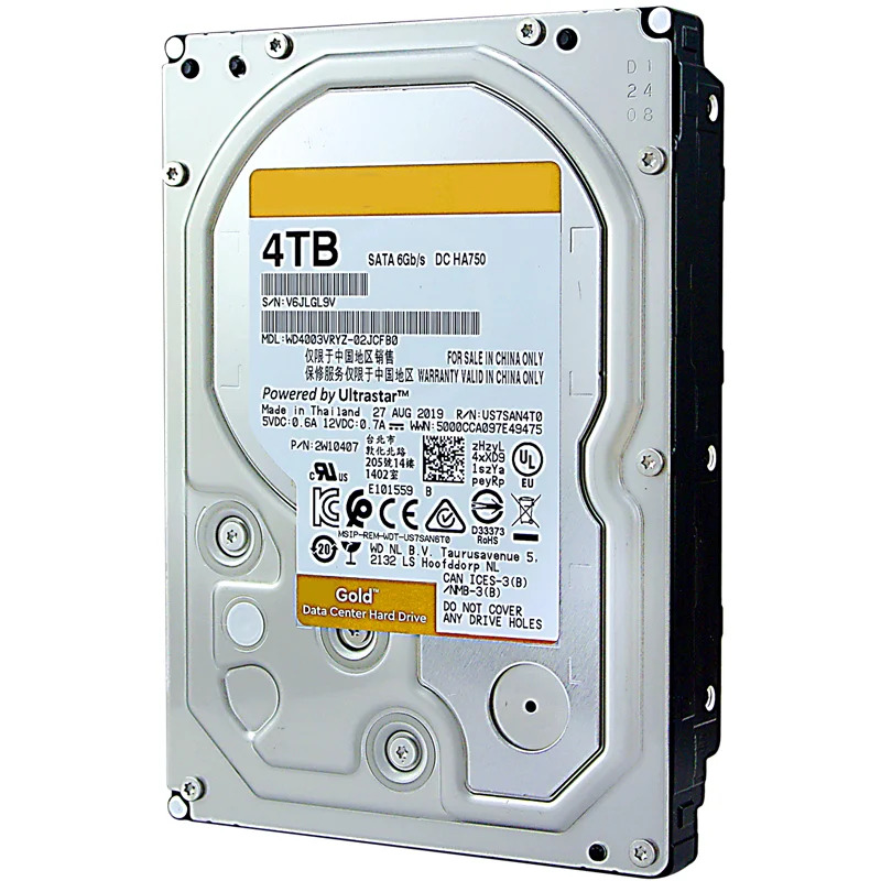 내부 하드 오리지널 HDD WD 골드 4TB 3.5 인치 SATA 6 Gb/s 256MB 7200RPM WD4003VRYZ