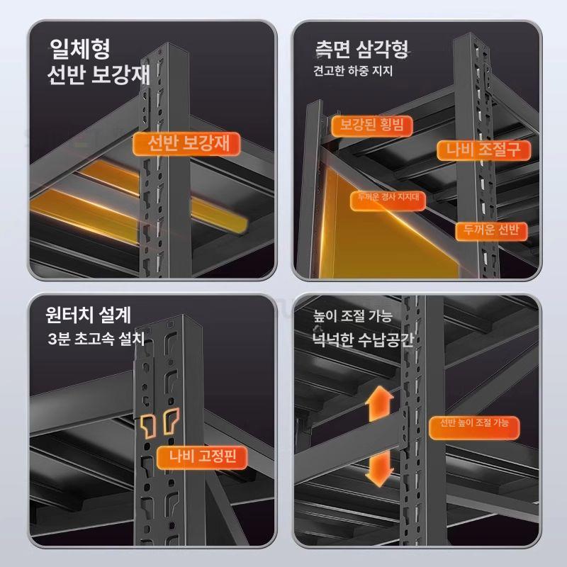 대형 스피드랙 조립식 적재 산업용 선반 렉 공장 독립형 창고랙 고중량 창고용 스탠드 - 상세 이미지 4