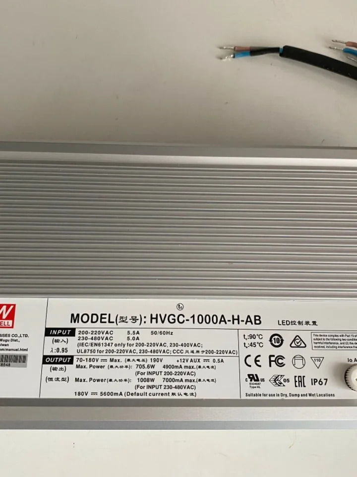 Mingwei 전원공급장치 HVGC-1000-M L H-AB 650W 정전력 LED 드라이버 3 1 디밍