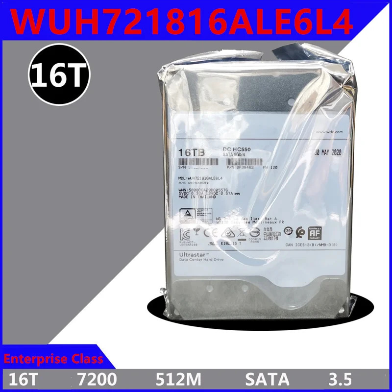 엔터프라이즈 내부 하드 오리지널 HDD WD 16TB 3.5 인치 SATA 6 Gb/s 512MB 7200RPM WUH721816ALE6L4 신
