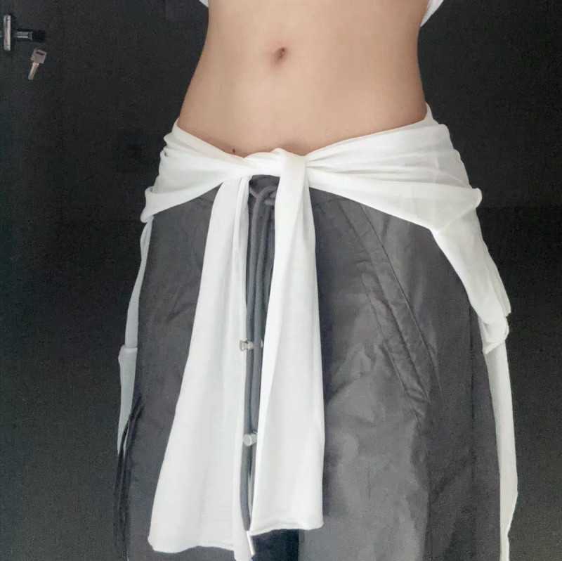 허리 묶는 포인트 커버업 랩 숄 시스루 가디건 줌바댄스복 방송 다이어트댄스 스트리트룩 - 상품 이미지
