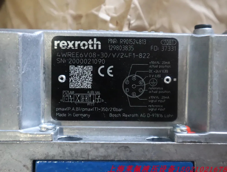 독일 렉스로스 REXROTH 비례 밸브 4WREE6V08-30/V/24F1-822 R901524813