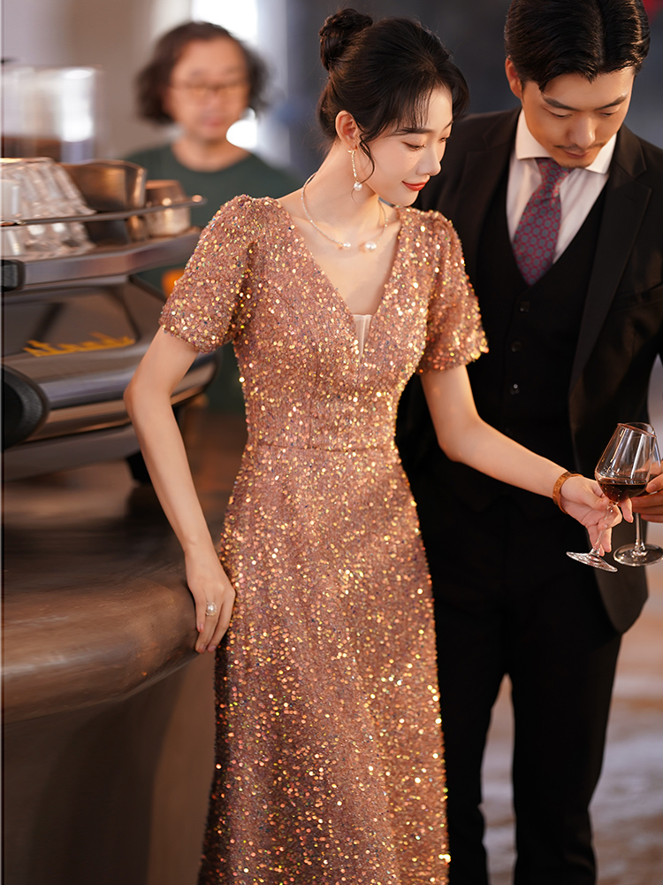 이브닝 파티드레스 여성 연말 피로연 파티복 공연 연주회 발표회 머메이드핏 무대복 - 상세 이미지 4