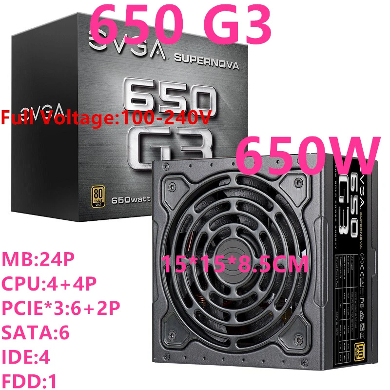 EVGA 무소음 전원공급장치PSU 정격 750W 650W 550W 피크 850W 전원공급장치 750 G3 650 550
