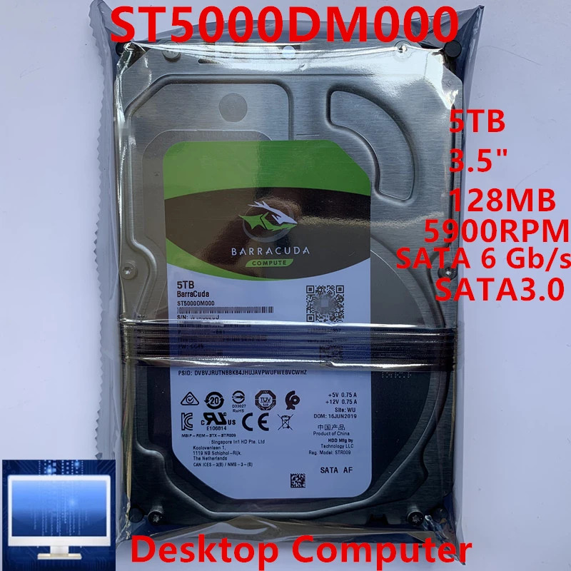 씨게이트오리지널 HDD 내장 하드 데스크탑 ST5000DM000 5TB 3.5 인치 SATA 6 Gb/s 128MB 5900RPM 신