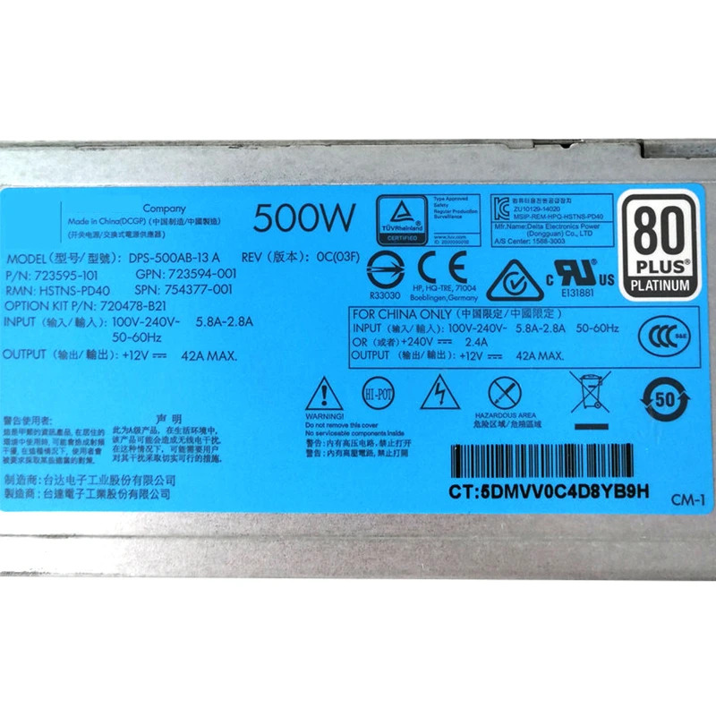 hp호환 500W 전원공급장치 DPS-500AB-13 A DPS-500AB-13A 754377-001 723595-101 HSTNS-PD40 720478-B21 HSTNS-PC4