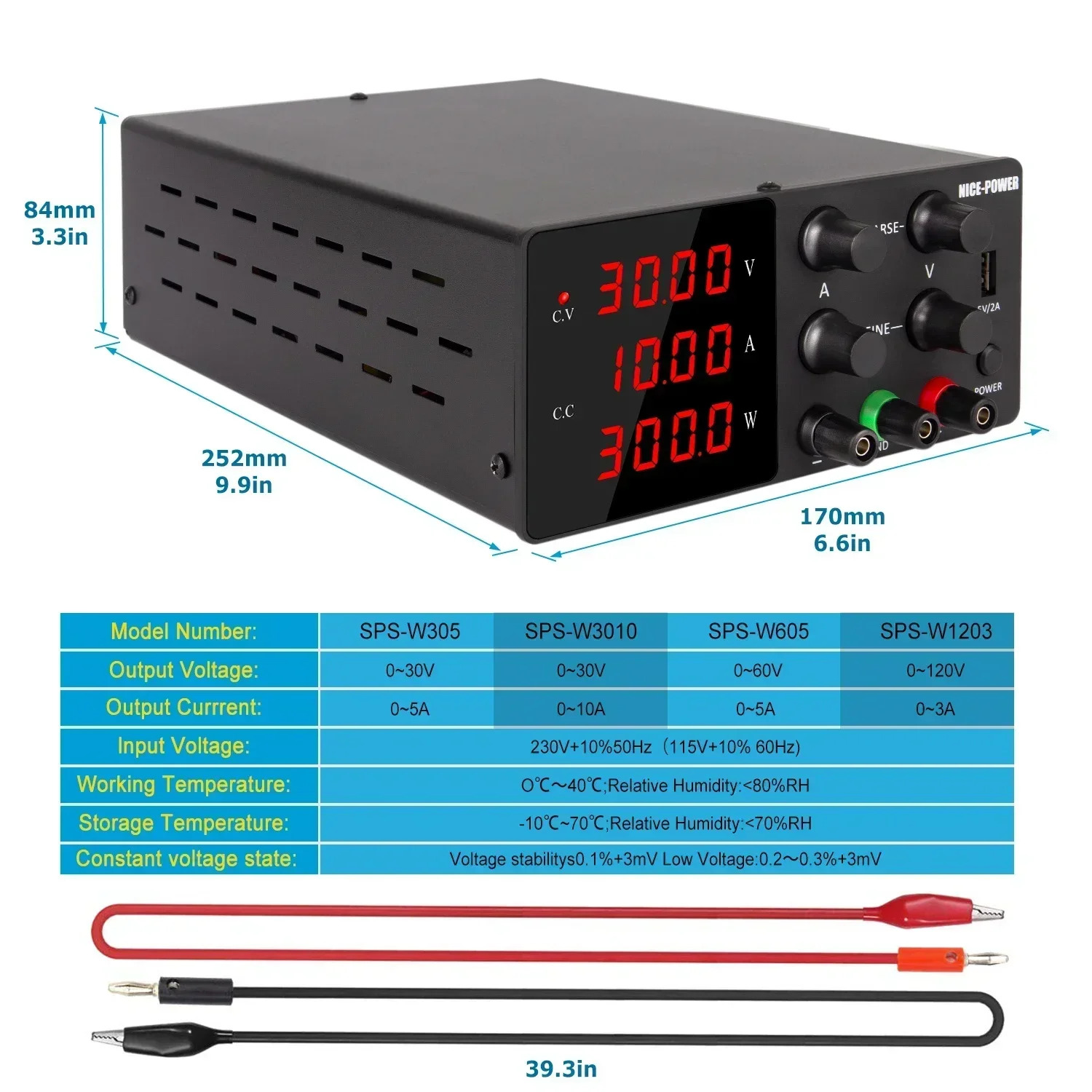 좋은 전원 SPS-W3010 공장 공급 핸드폰 수리 블랙 디스플레이 실험실 조정 가능0 30V Dc 전원공급장치