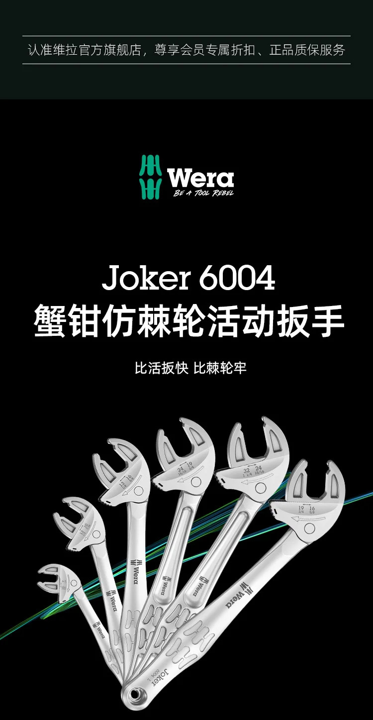 W-era Vera Crab Forceps 조절식 렌치 6004 개구부 독일 고속 래칫 자체 조정 렌치.
