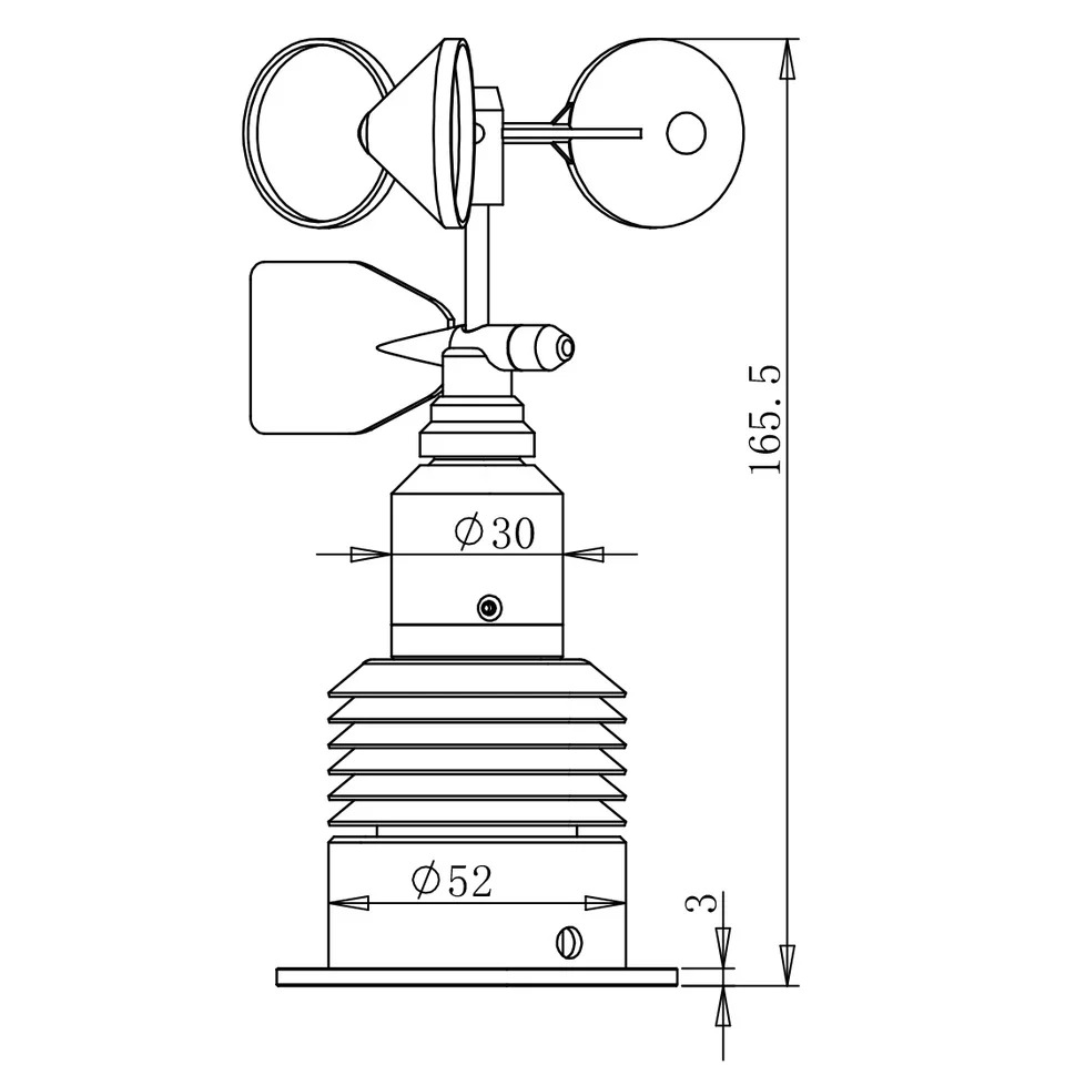 B CE RS485 Modbus 통합 온도 습도 압력 풍속 방향 컴팩트 기상 관측소 센서