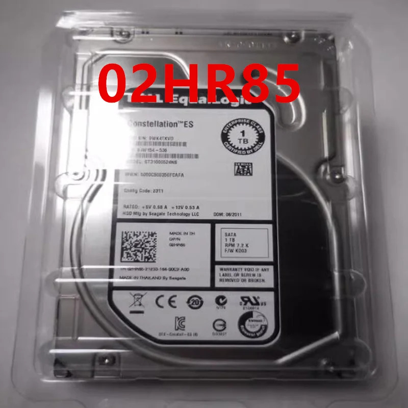DELL오리지널 하드 서버 HDD 02HR85 2HR85 ST31000524NS 1TB SATA 3.5 인치 7200RPM 64MB