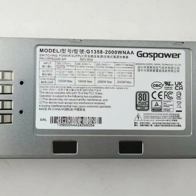 GOSPOWER 2000W 전원공급장치 G1358-2000WNAA CRPS2000-AH새 원본 PSU