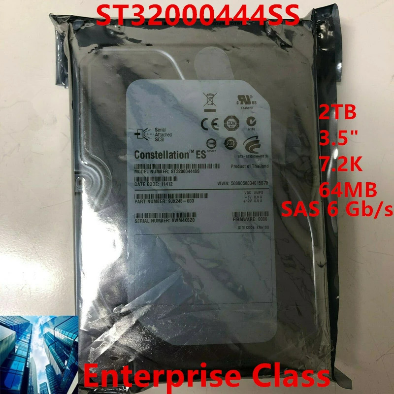 씨게이트오리지널 HDD 내부 엔터프라이즈 ST32000444SS 2TB 3.5 인치 SAS 6 Gb/s 64MB 7200RPM 신