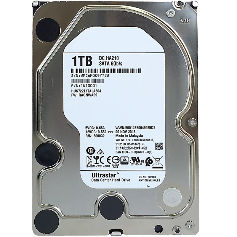 엔터프라이즈 레벨 내부 하드 오리지널 HDD WD 1TB 3.5 인치 SATA 6 Gb/s 128MB 7200RPM HUS722T1TALA604 신