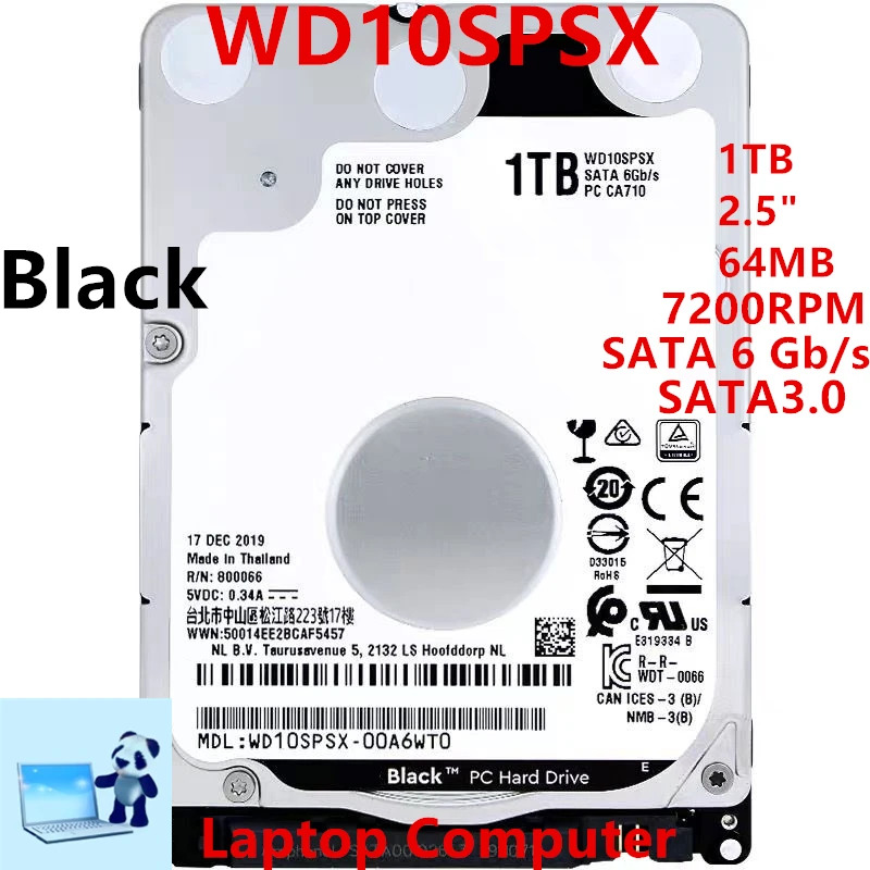 WD10SPSX노트북 하드 드라이브내장 WD Black 1TB 2.5 SATA 6 Gb/s 64MB 7200RPM새 원본 HDD