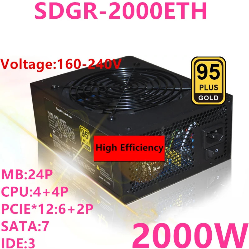 썬더풀 모듈PSU 정격 1800W 피크 2000W 전원공급장치 SDGR-2000ETH 6 카드 지원