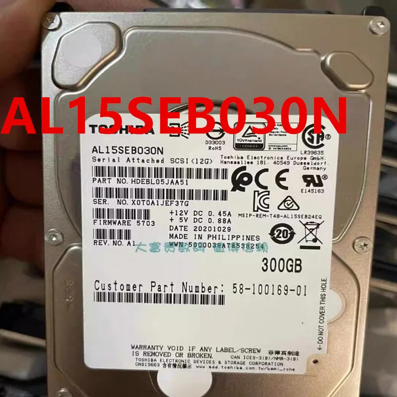 AL15SEB030N내장 하드 Toshiba 300GB 2.5 SAS 12 Gb/s 128MB 15K새 원본 HDD
