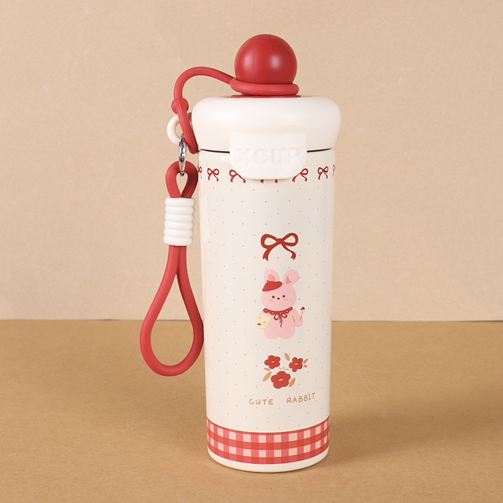 316 캐릭터 보온병 스테인리스 텀블러 대용량 차량용 커피컵 600ml 검은 물방울 고양이 600ml - 상세 이미지 4