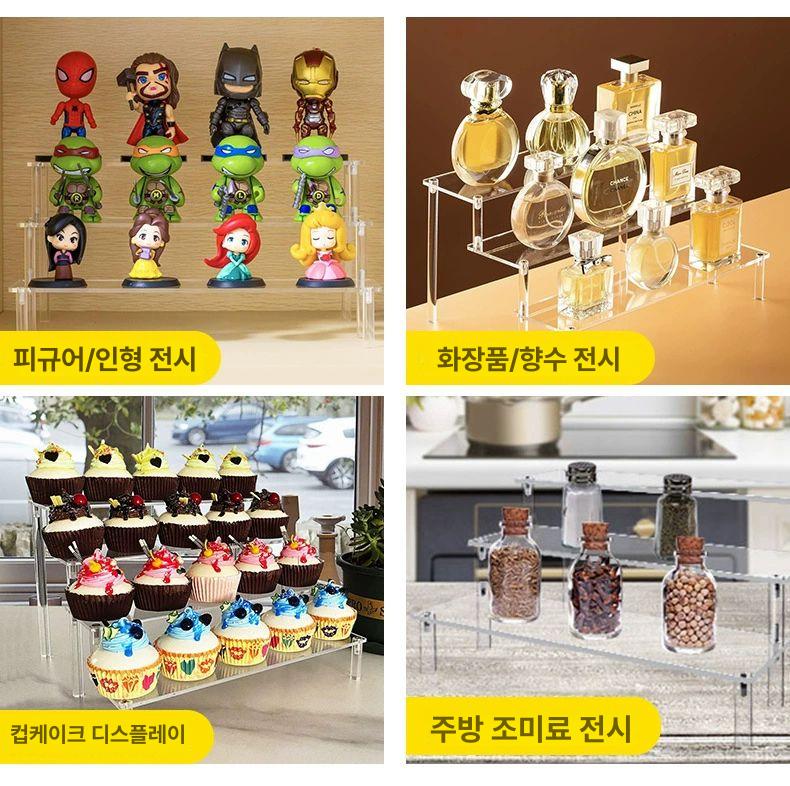 계단형 진열대 투명 디스플레이 전시대 정리대 진열장 조립식앵글선반 아크릴거치대 - 상세 이미지 4