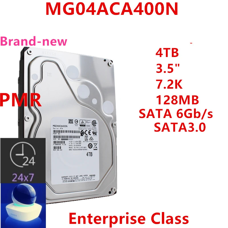 기업하드 드라이브 MG04ACA400NToshiba 4TB 3.5 7.2K PMR SATA 6 Gb/s 128MB 7.2K새 원본 HDD
