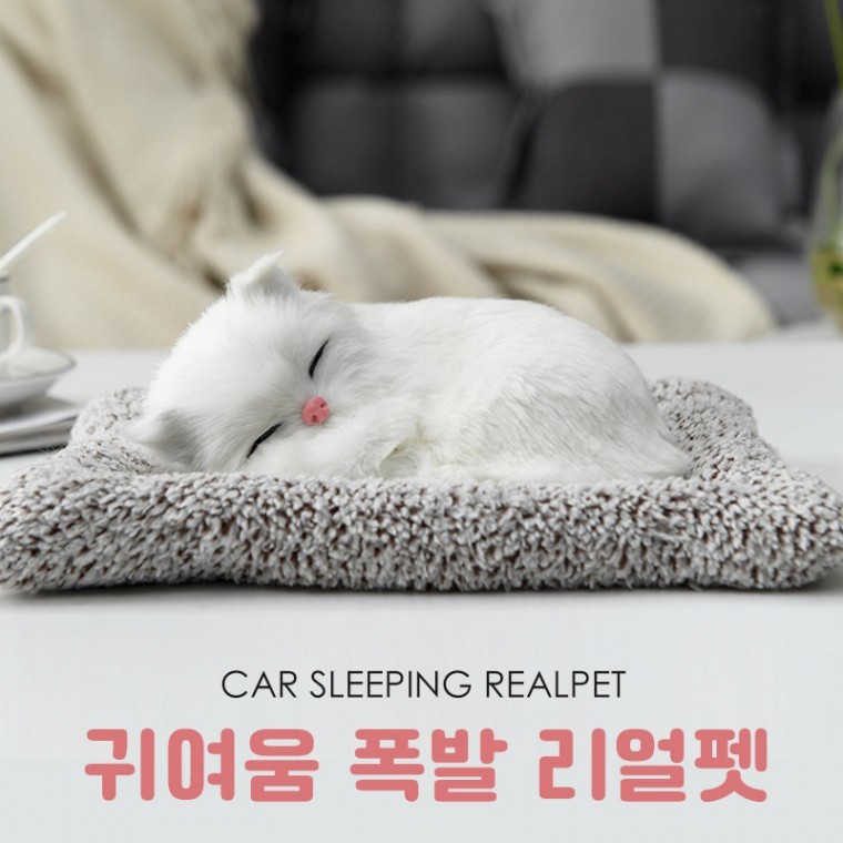 도모아 [KC인증]차량용 리얼펫 잠자는 강아지 고양이 귀여운 악세사리 탈취 제습효과 소품 인형 장식 - 상품 이미지