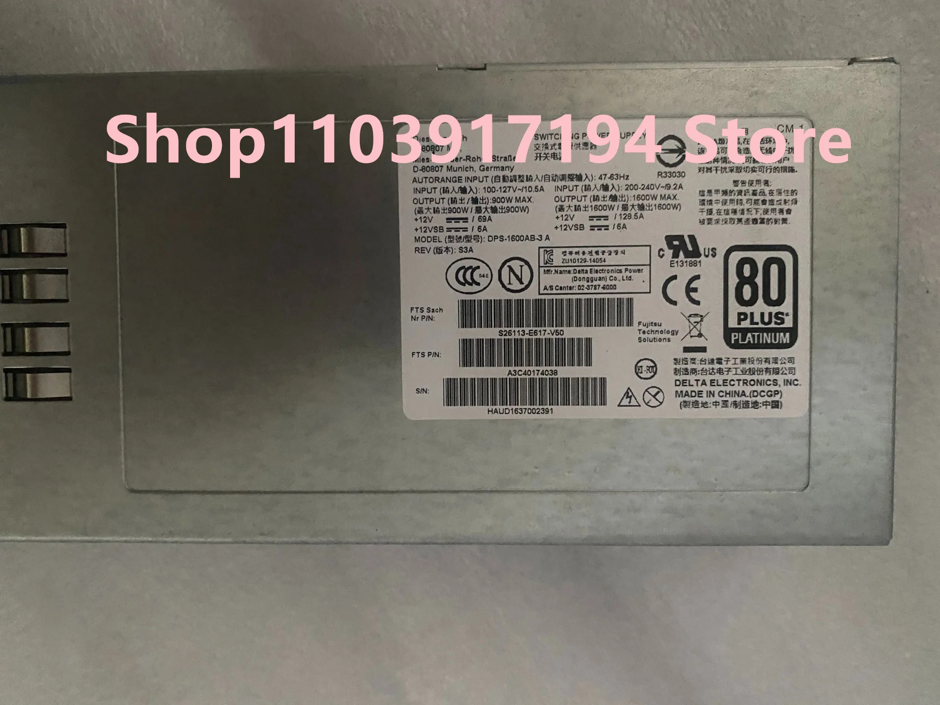 Fujitsu DPS-1600AB-3A S26113-E617-V50 A3C40174038 1600W 전원공급장치