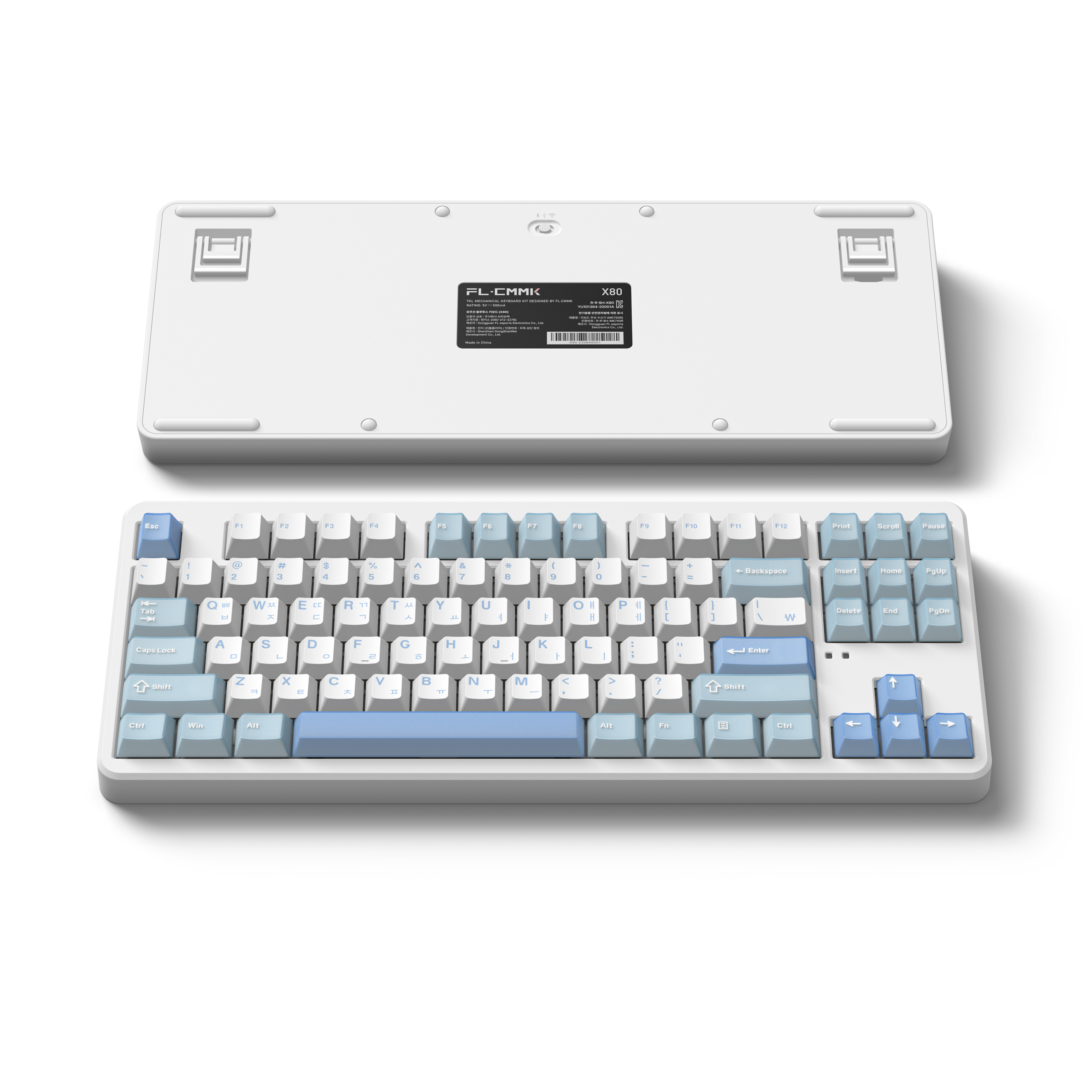 FL-ESPORTS X80 유무선 블루투스 가스켓 마운트 기계식 키보드 스노우 블루, 저소음 파도축 - 상세 이미지 2
