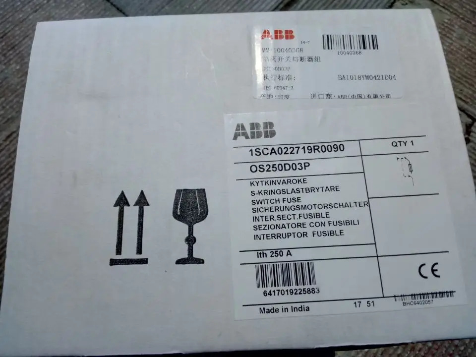 ABB 단로기 퓨즈 그룹 3 극 250A 10040368 OS250D03P