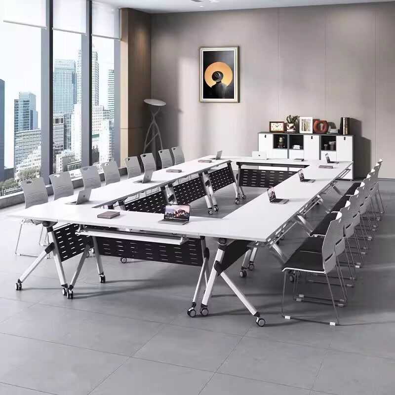 접이식 회의용 테이블 이동식 책상 사무실 2인용 120x40x75H 두꺼운 손잡이 - 상세 이미지 3