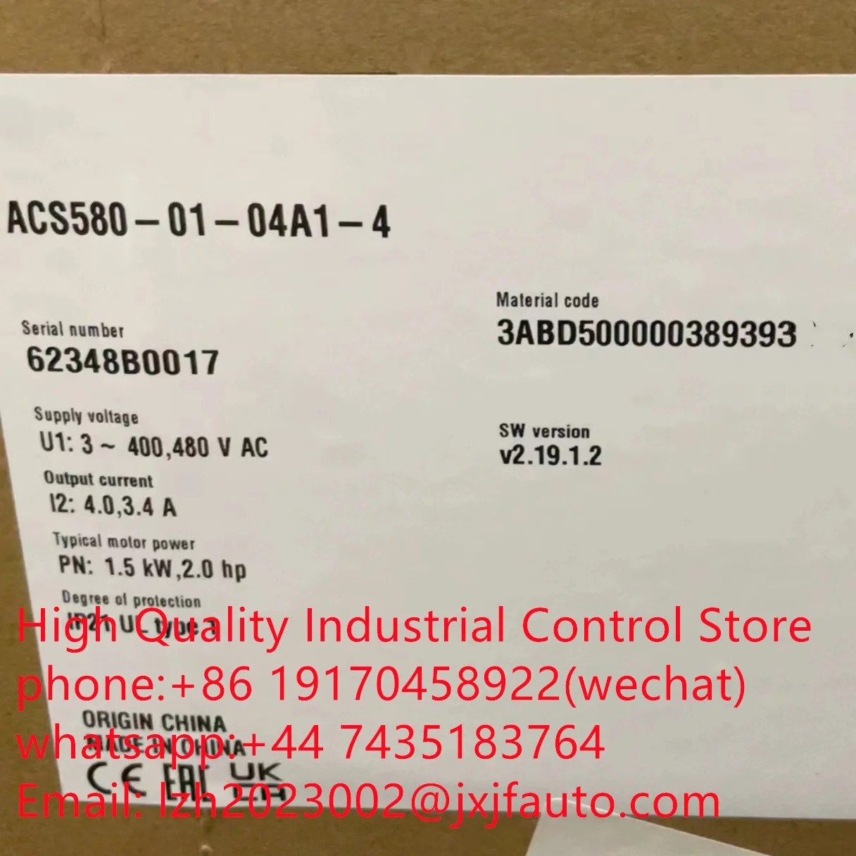 ACS580 시리즈 VCS580-01-046A-4 납품 3ABD50000038963