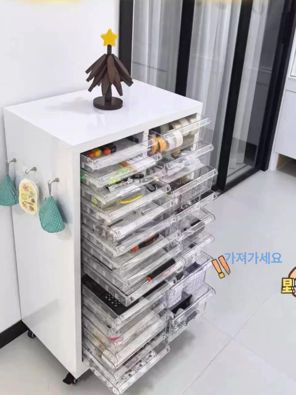 네일샵 서랍장 보관함 진열 수납함 화장품 수납장 정리함 케이스 업소용 투명 - 상세 이미지 4