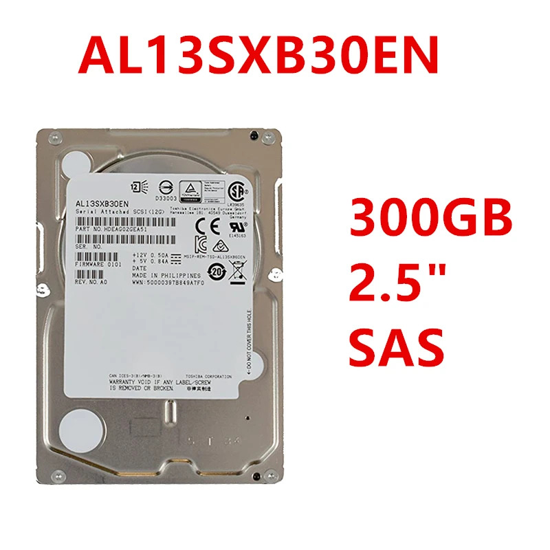 도시바호환 서버내부 하드 오리지널 HDD SAS AL13SXB30EN 300GB 2.5 인치 12 Gb/s 128MB 15000RPM 신